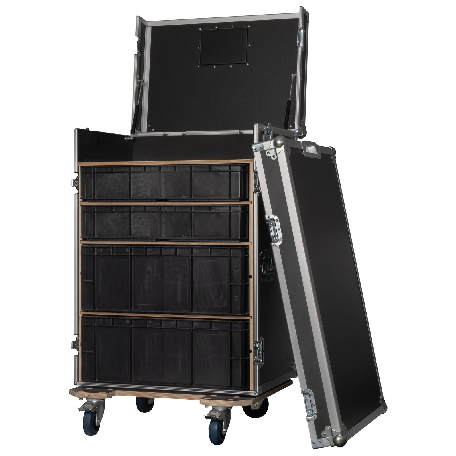 Storage Case 2 con 4 Casse Rimovibili e Piano di Lavoro Regolabile - Showgear E820033