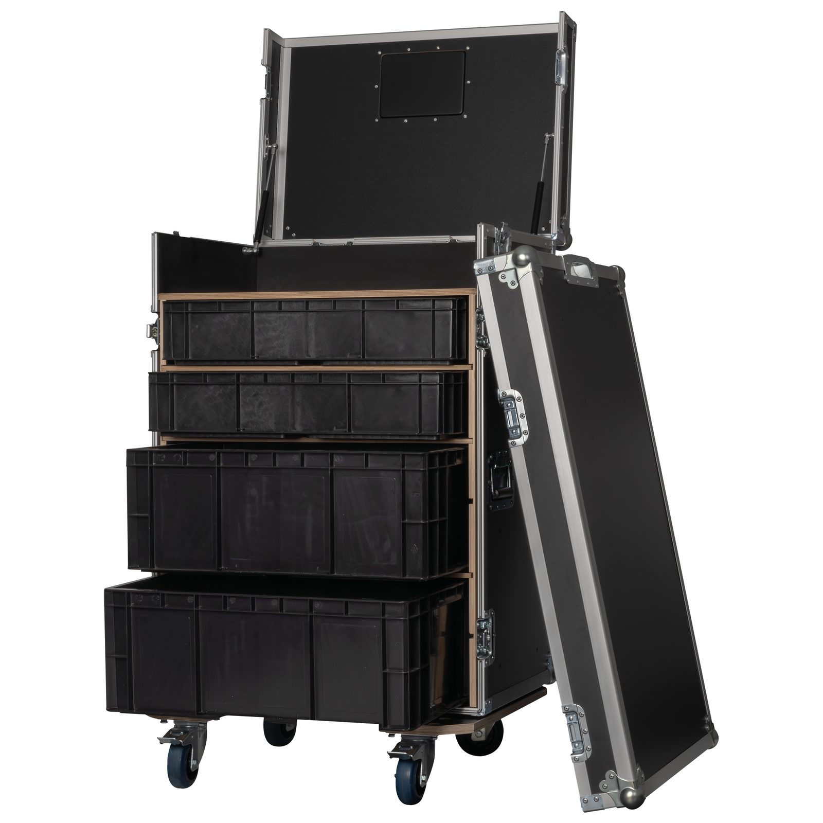 Storage Case 2 con 4 Casse Rimovibili e Piano di Lavoro Regolabile - Showgear E820033