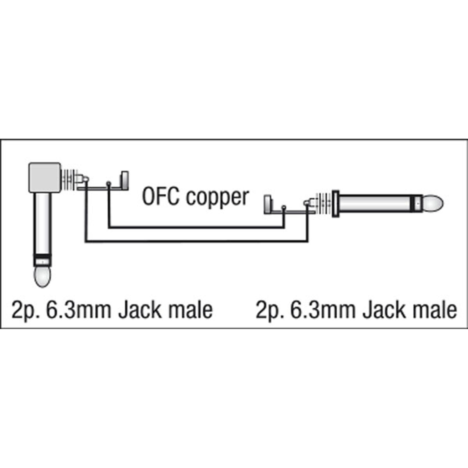 Cavo audio Jack mono TS 6,3mm a 90° 1,5m - DAP FL29150
