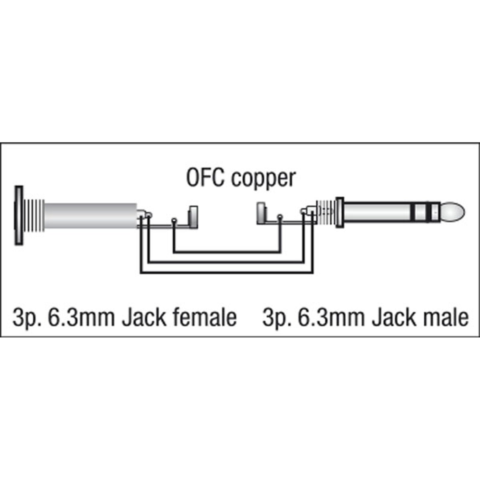 Cavo Stereo Jack 6.3mm TRS Maschio a Femmina 6m - DAP FL406