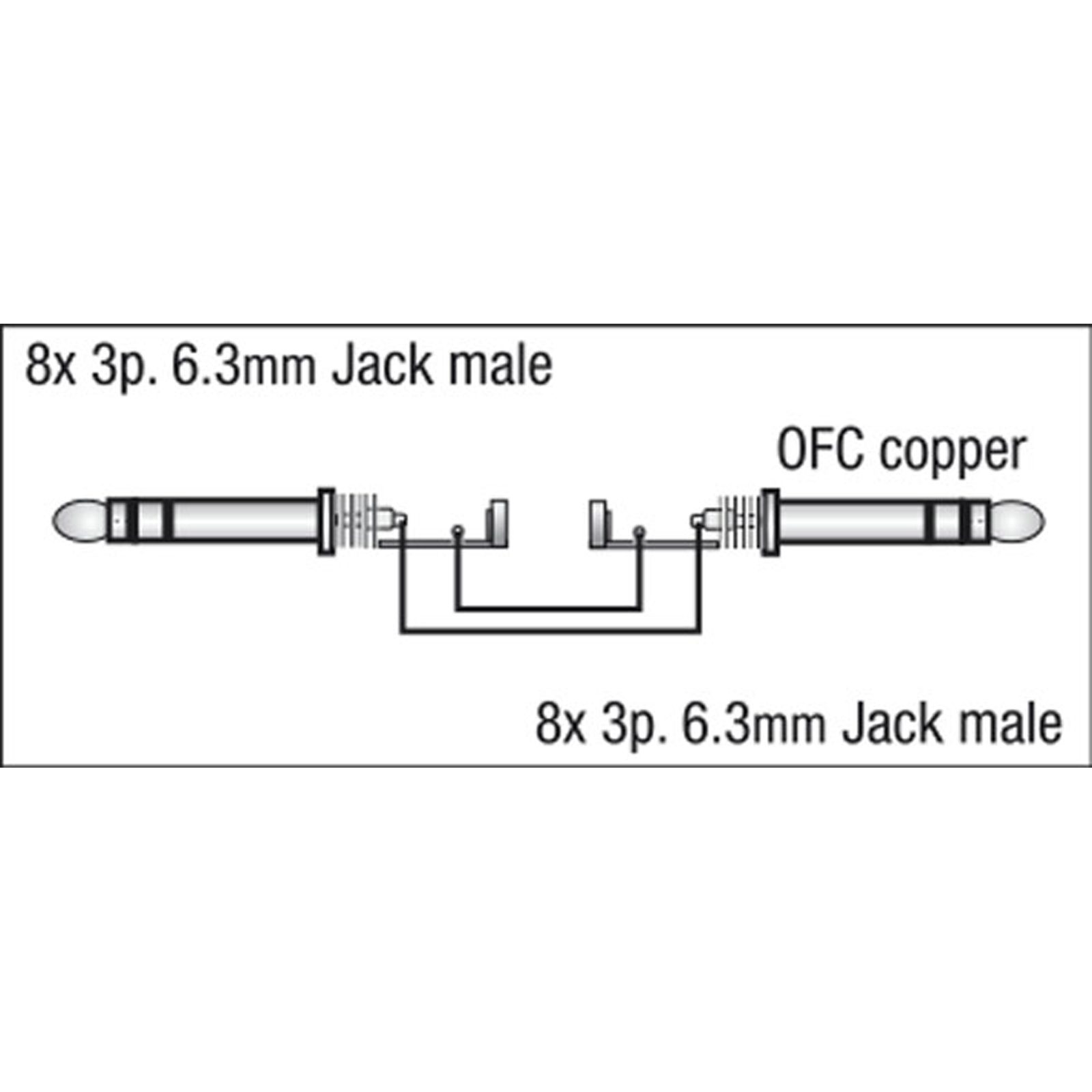 Cavo snake 8 Jack stereo TRS 6.3mm 3m - DAP FL66300