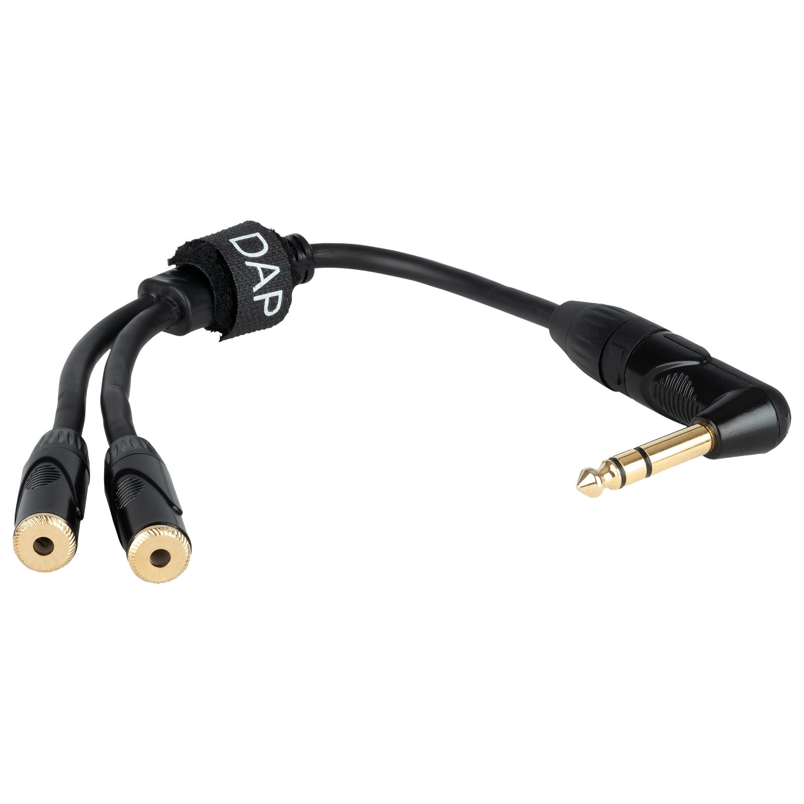 Cavo stereo bilanciato jack TRS 6.3mm maschio angolo retto a 2 mini-jack 3.5mm femmina 0.3m - DAP FLA56