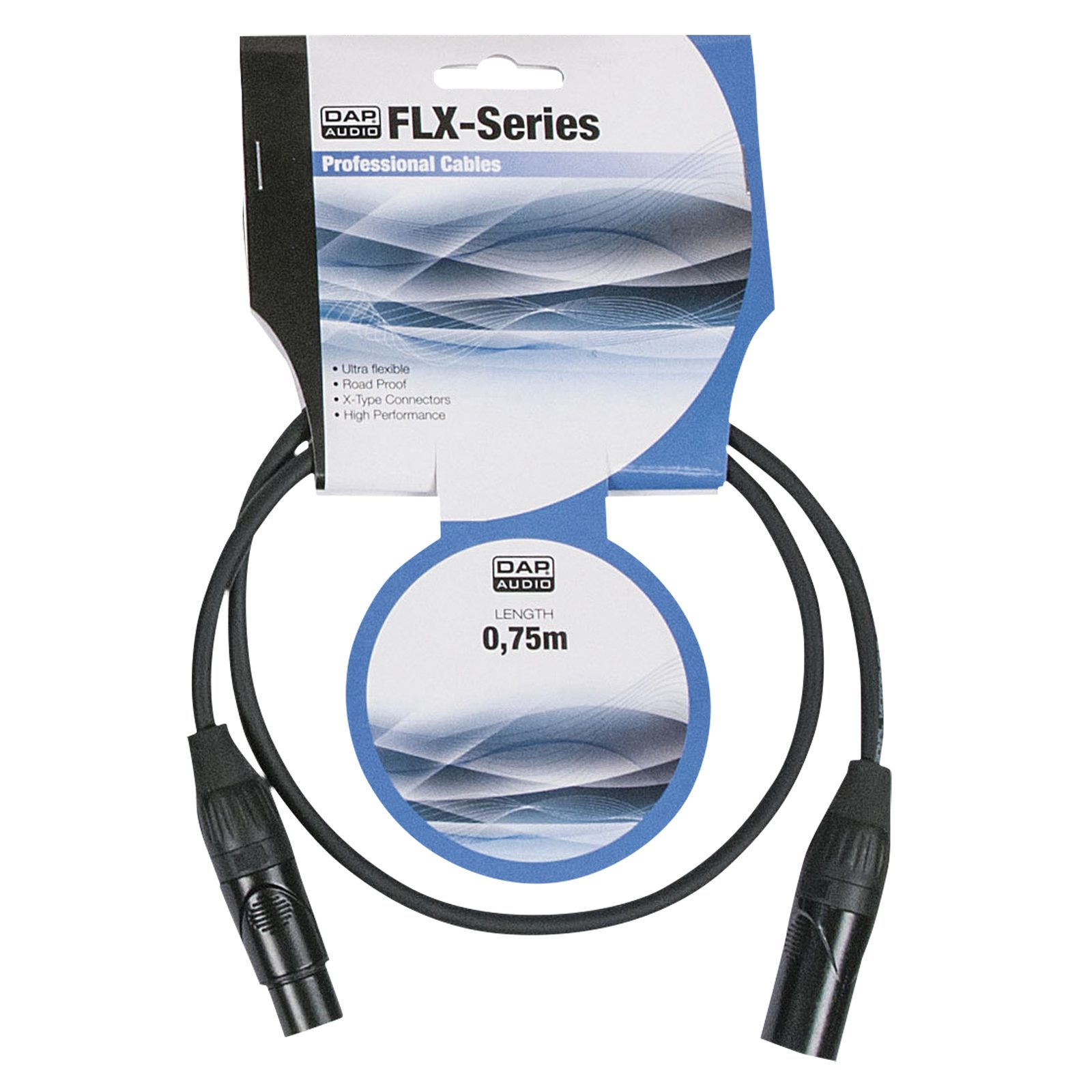 Cavo microfono bilanciato XLR 3P M/F 0.75m X-type - DAP FLX0175