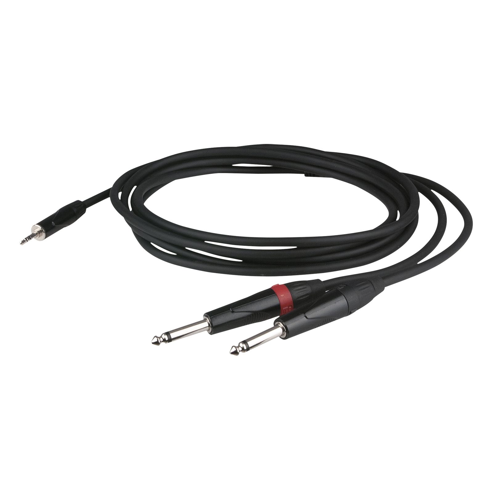 Cavo stereo mini-jack TRS 3.5mm to 2 mono Jack TS 6.3mm L/R 1.5m, recessed jack body - DAP FLX31150