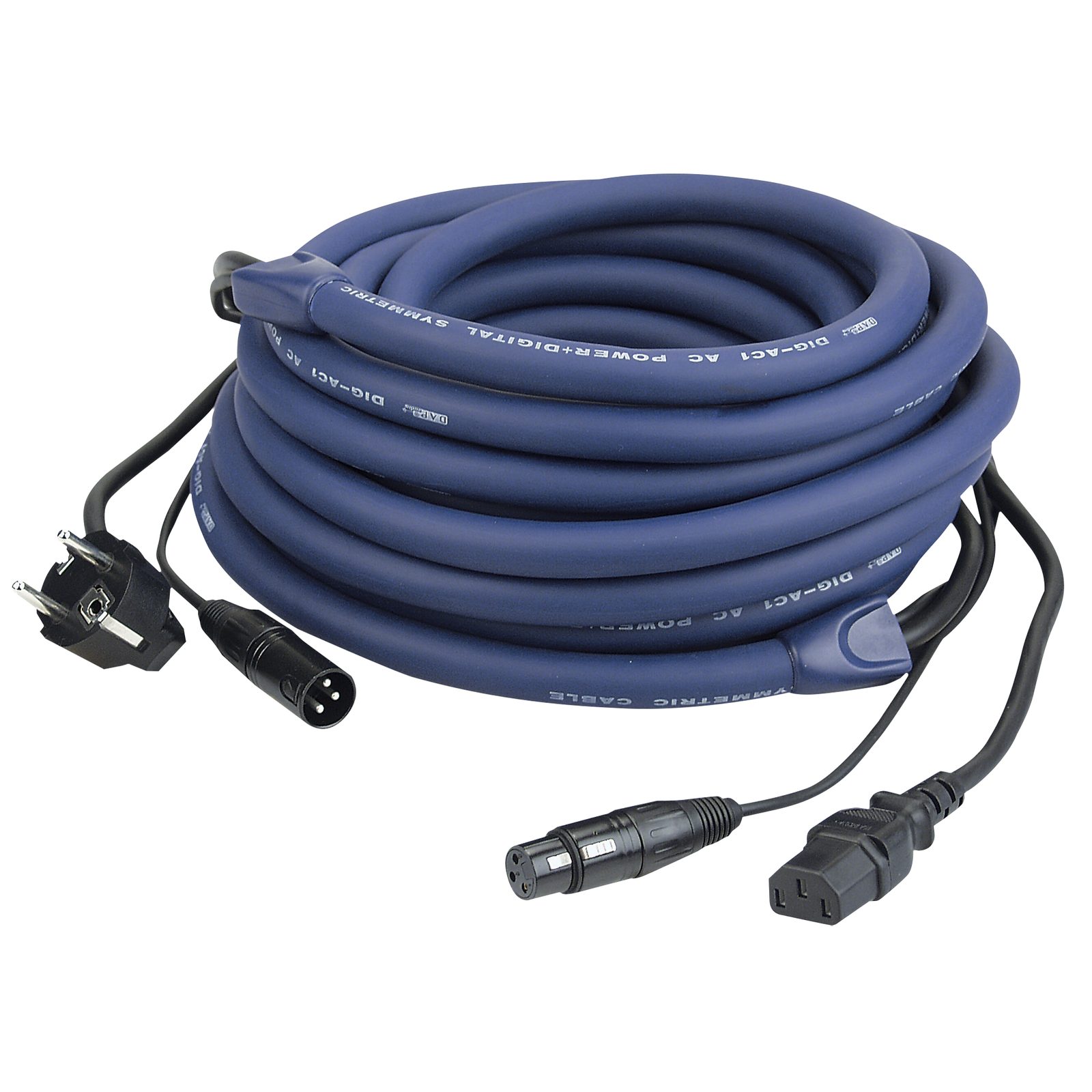 Cavo DMX/Power Schuko M - IEC F, XLR 3P M/F, 15m - DAP FP0415