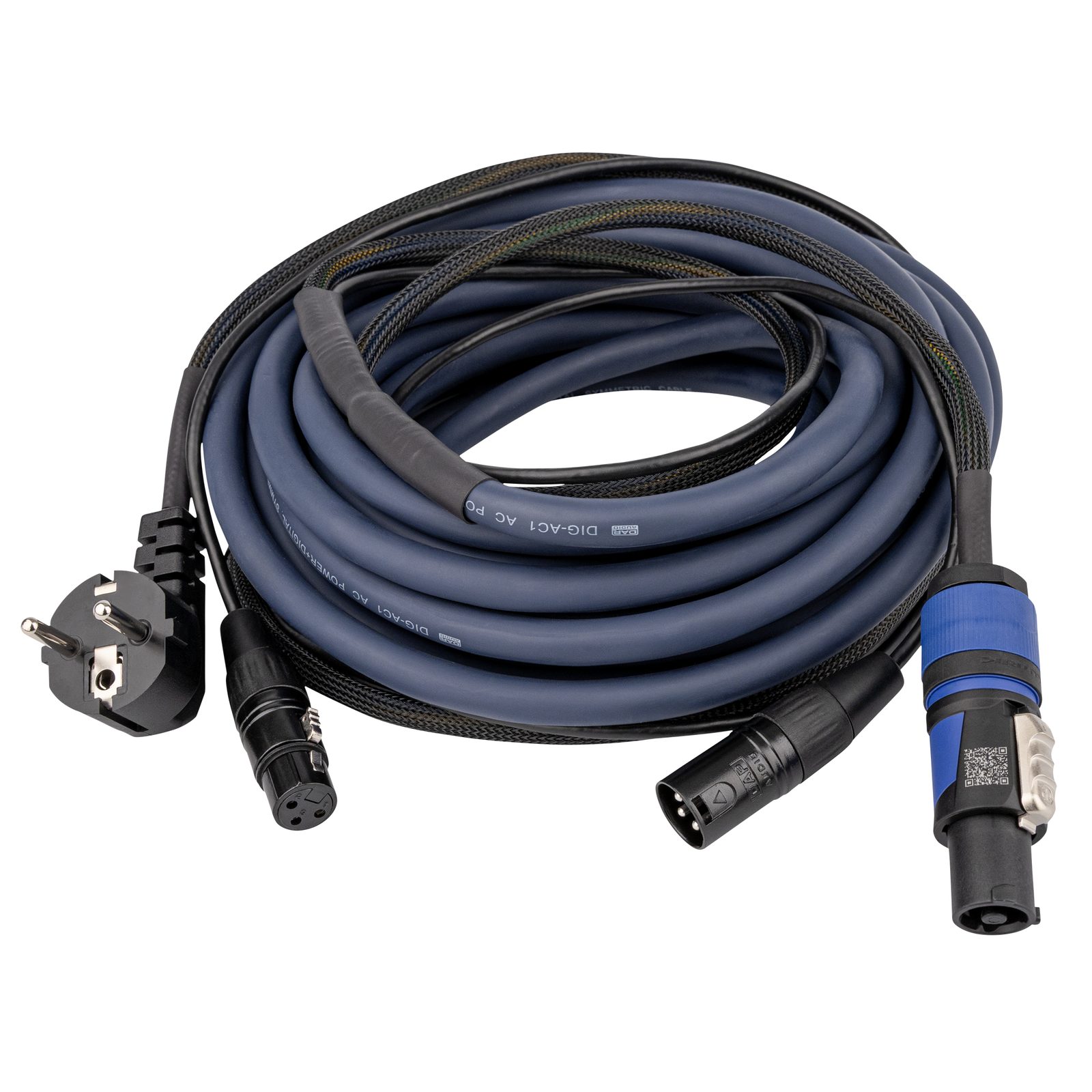 Cavo audio e alimentazione Schuko/XLR 3P powerCON 10m Blu - DAP FP1010
