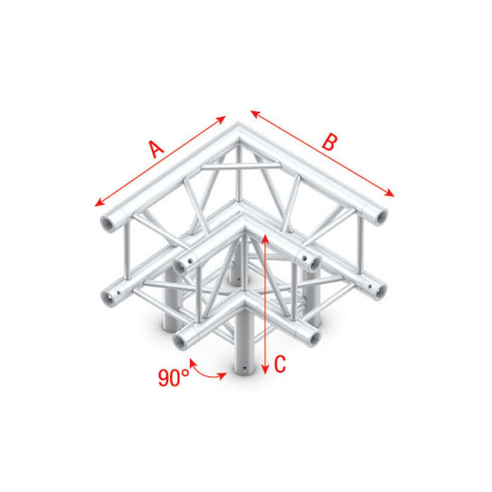 Pro-30 Square F Truss - Corner 3-way F Heavy Duty Silver - Milos FQ30012HD