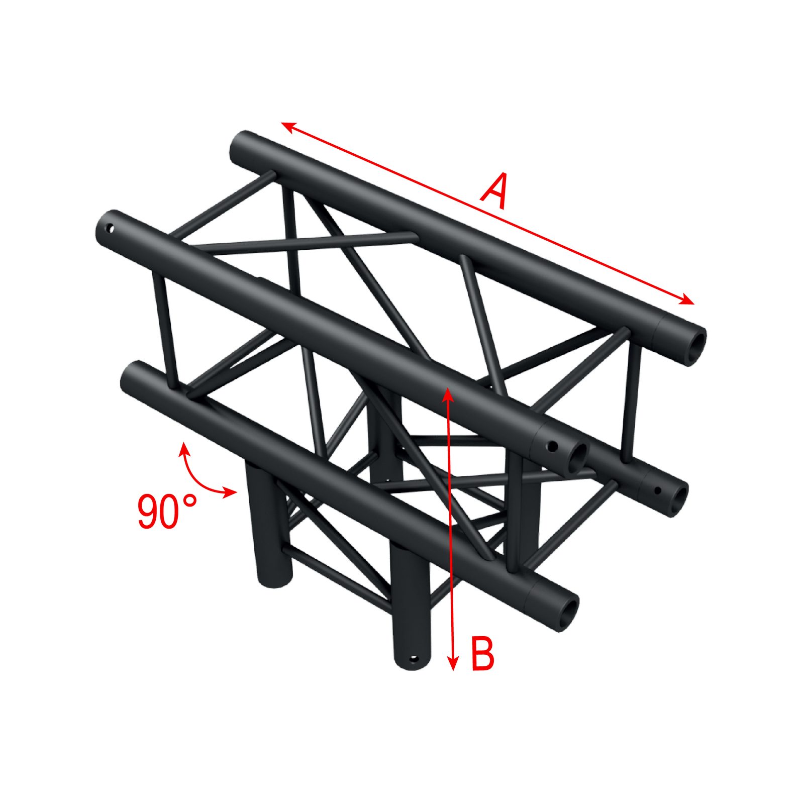 Pro-30 Square F Truss T-Cross 3-way 71cm F (Prolyte compatibile) Black - Milos FQ30017B