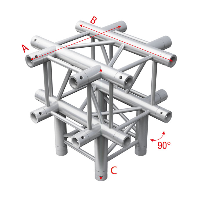 Traliccio Pro-30 Square F Truss Cross + Down 5-way compatibile Prolyte 500mm - Milos FQ30065