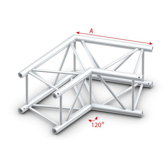 Traliccio angolo 120° Heavy Duty Pro-40 Square F 0.6m Silver - Milos FQ40004HD