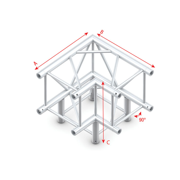 Traliccio angolare 3 vie 90° Heavy Duty Pro-40 Square F 0.6m Silver - Milos FQ40012HD