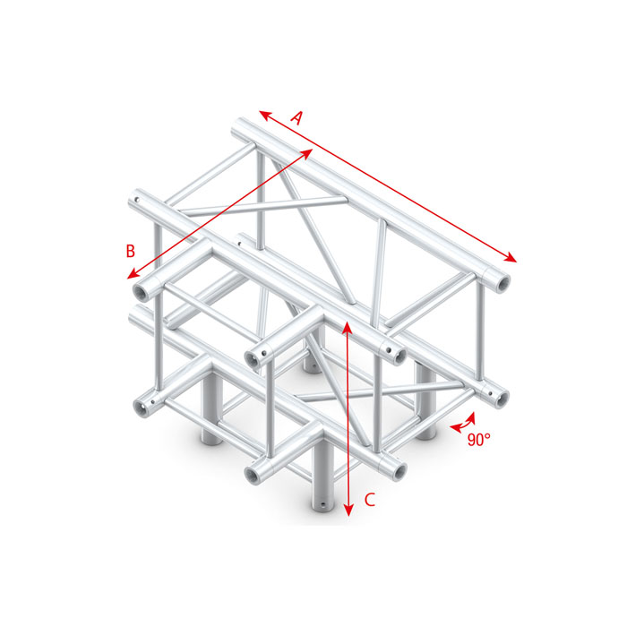 Traliccio Pro-40 Square F T-cross + Down 4-way Heavy Duty Silver - Milos FQ40020HD