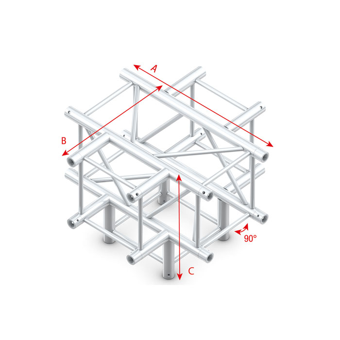 Traliccio Pro-40 Square F Cross + Down 5-way Heavy Duty Silver - Milos FQ40024HD