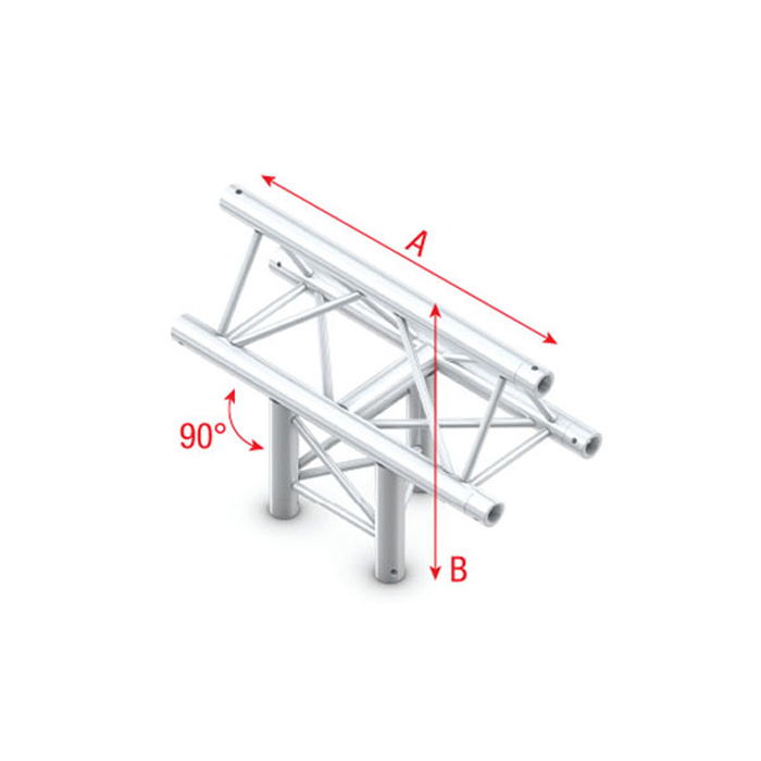 Pro-30 Triangle F Truss - T-Cross vertical - 3-way - apex up - 71 cm F (Prolyte compatibile) - Milos FT30019