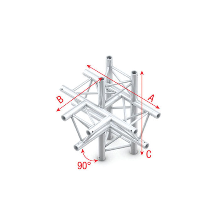 Traliccio Pro-30 Triangle F Truss - T-Cross + up/down 5-way - 50 cm F Ø 27,8 mm - Milos FT30051