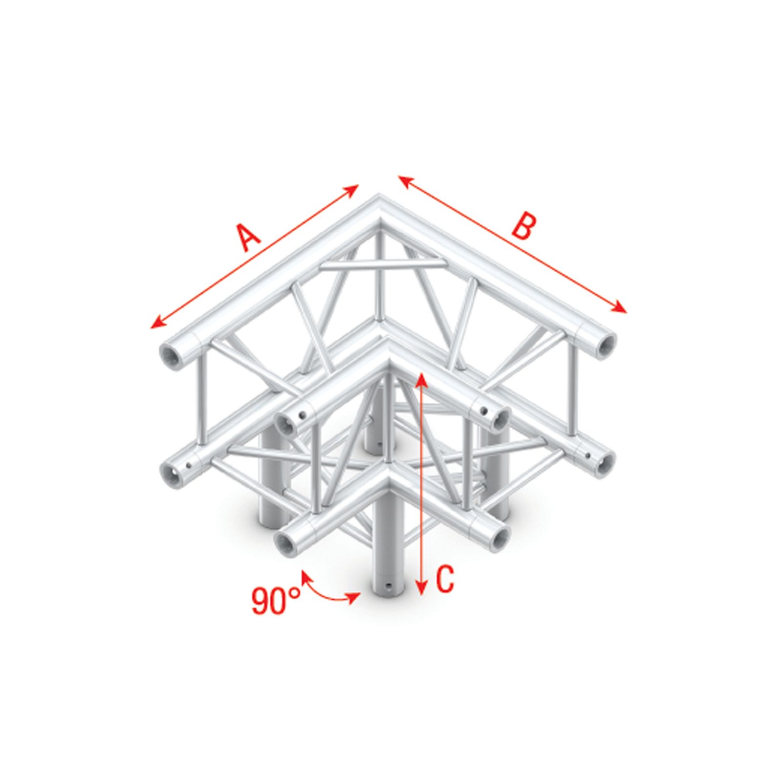 Traliccio angolare 3 vie 90° Heavy Duty Pro-30 Square G - Alluminio - Milos GQ30012HD