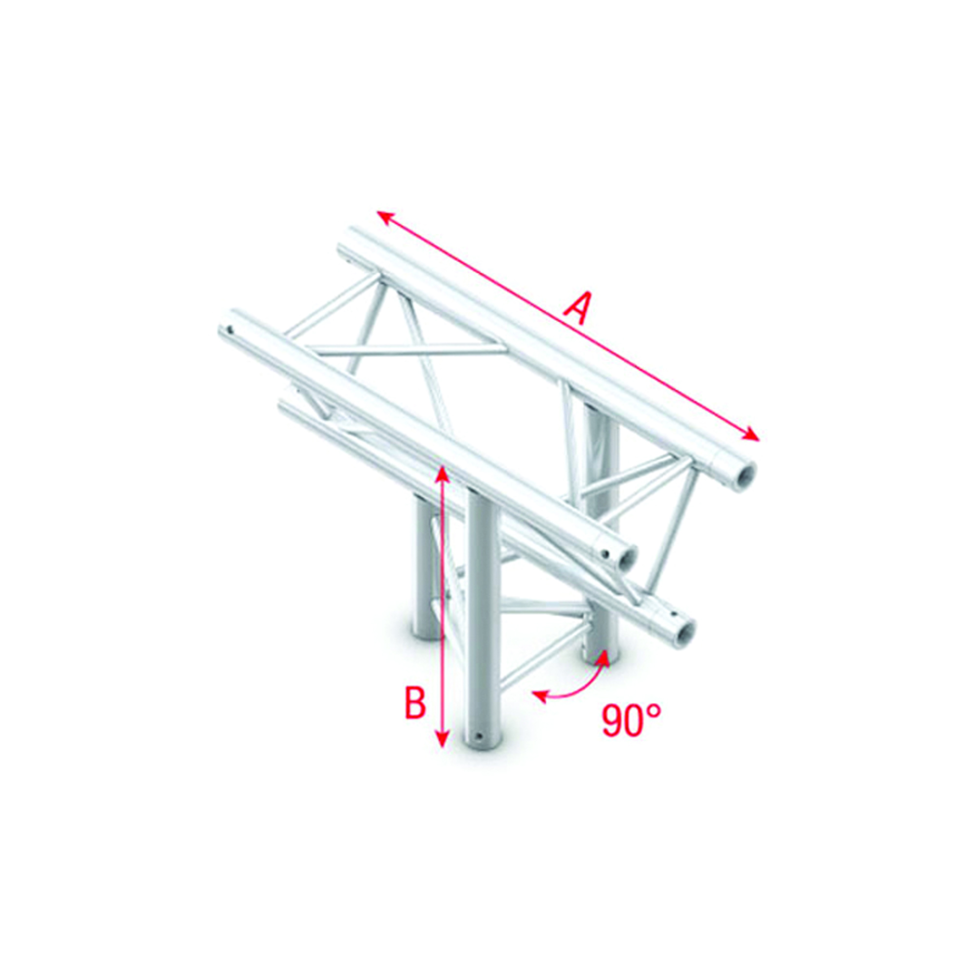 Traliccio triangolare Pro-30 T-Cross verticale 3 vie apex down 50 cm G Ø 29 mm - Milos GT30038