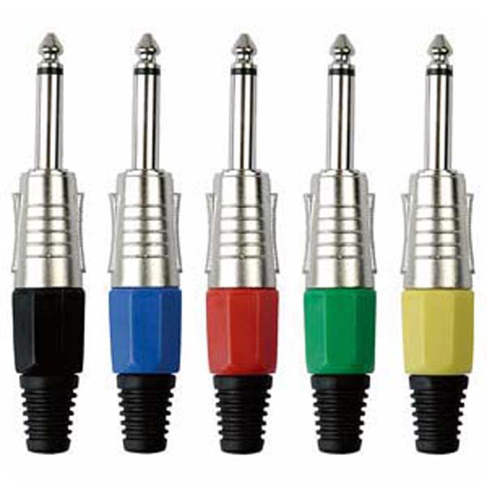 Jack plug mono 6.3 mm, custodia argento, cappuccio nero - DAP JMK102NB