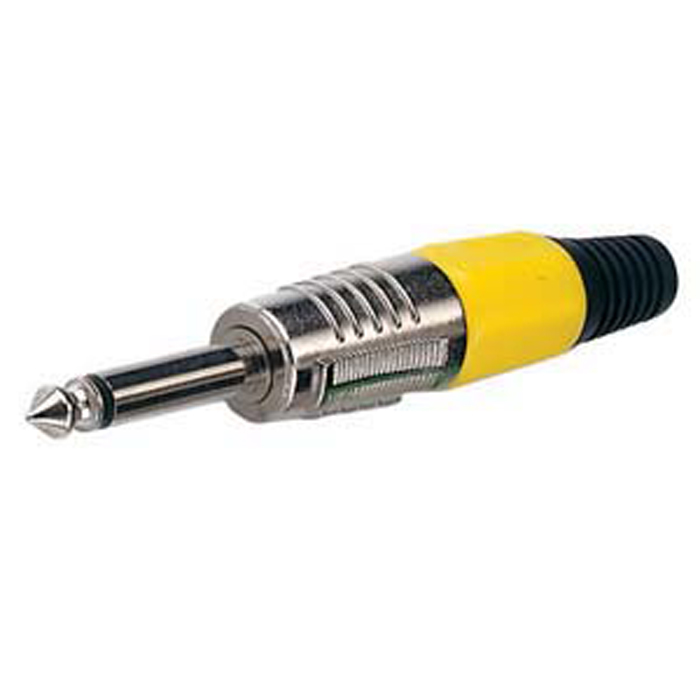 Jack plug mono 6.3 mm, custodia argento, cappuccio giallo - DAP JMK102NY