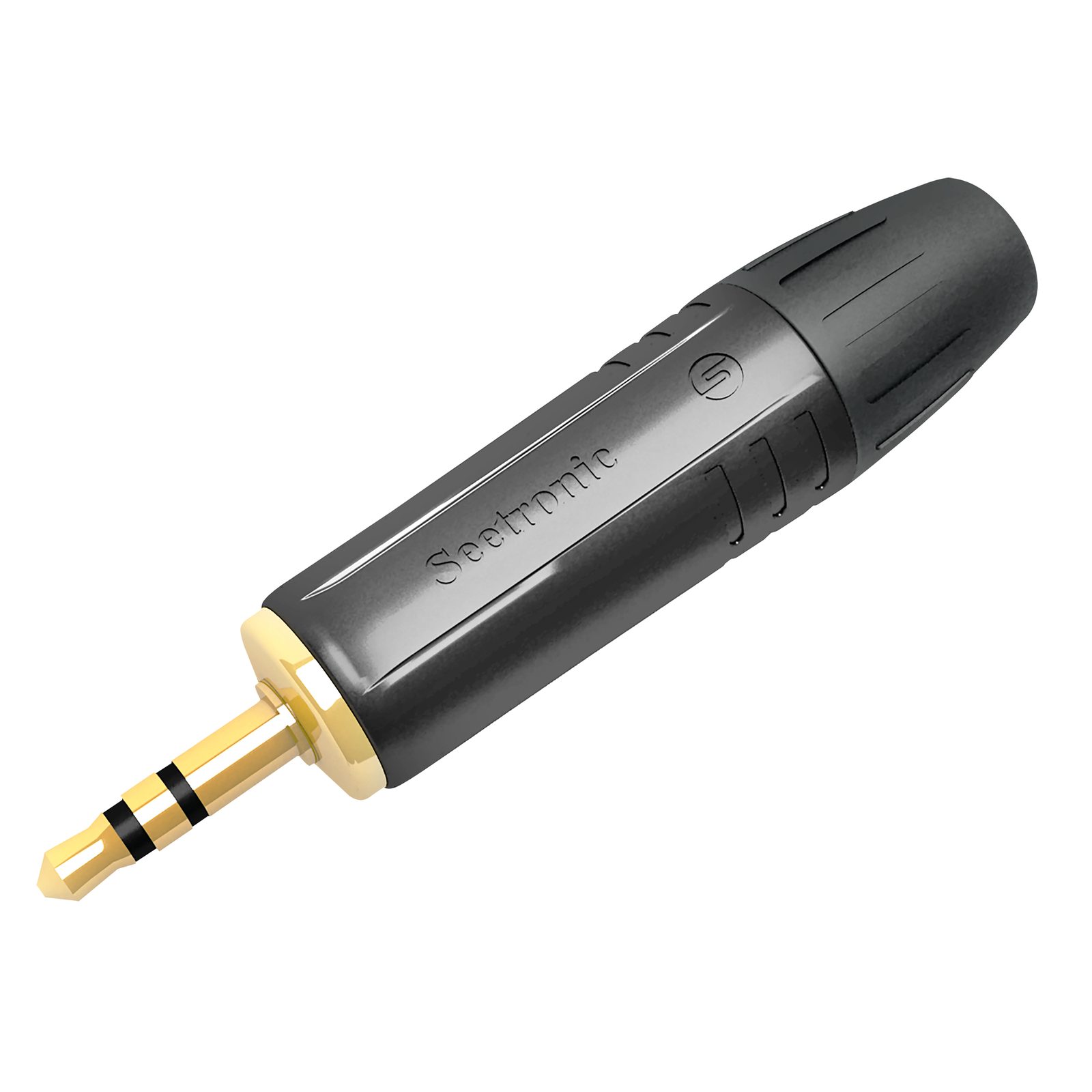 Jack Plug 3.5 mm Stereo, Gold Contacts, Black Housing, Black End Cap - SEETRONIC M2TP3CBG