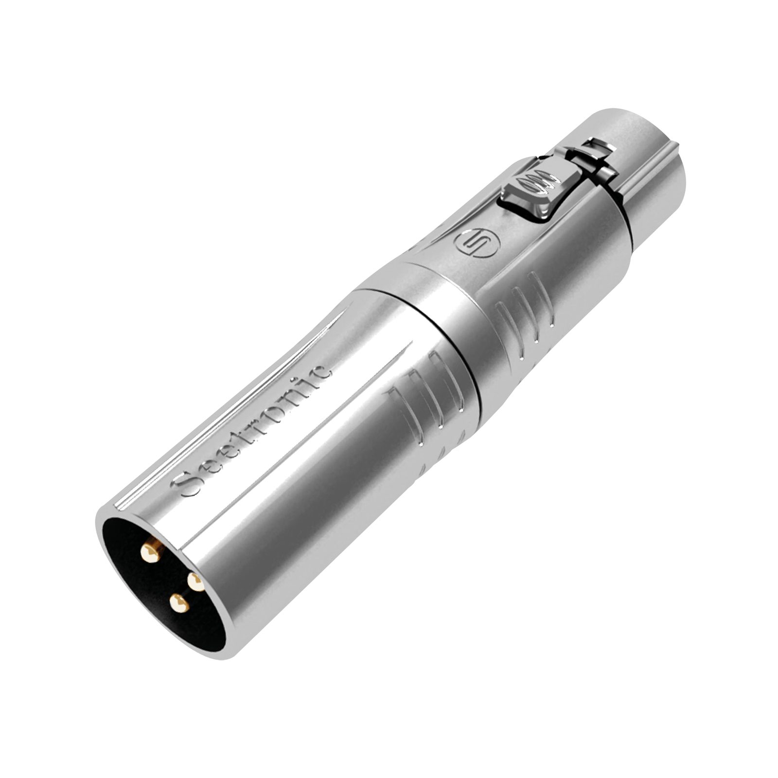 Adattatore XLR 3P maschio - XLR 5P femmina contatti oro alloggiamento argento - Seetronic MA3M5F