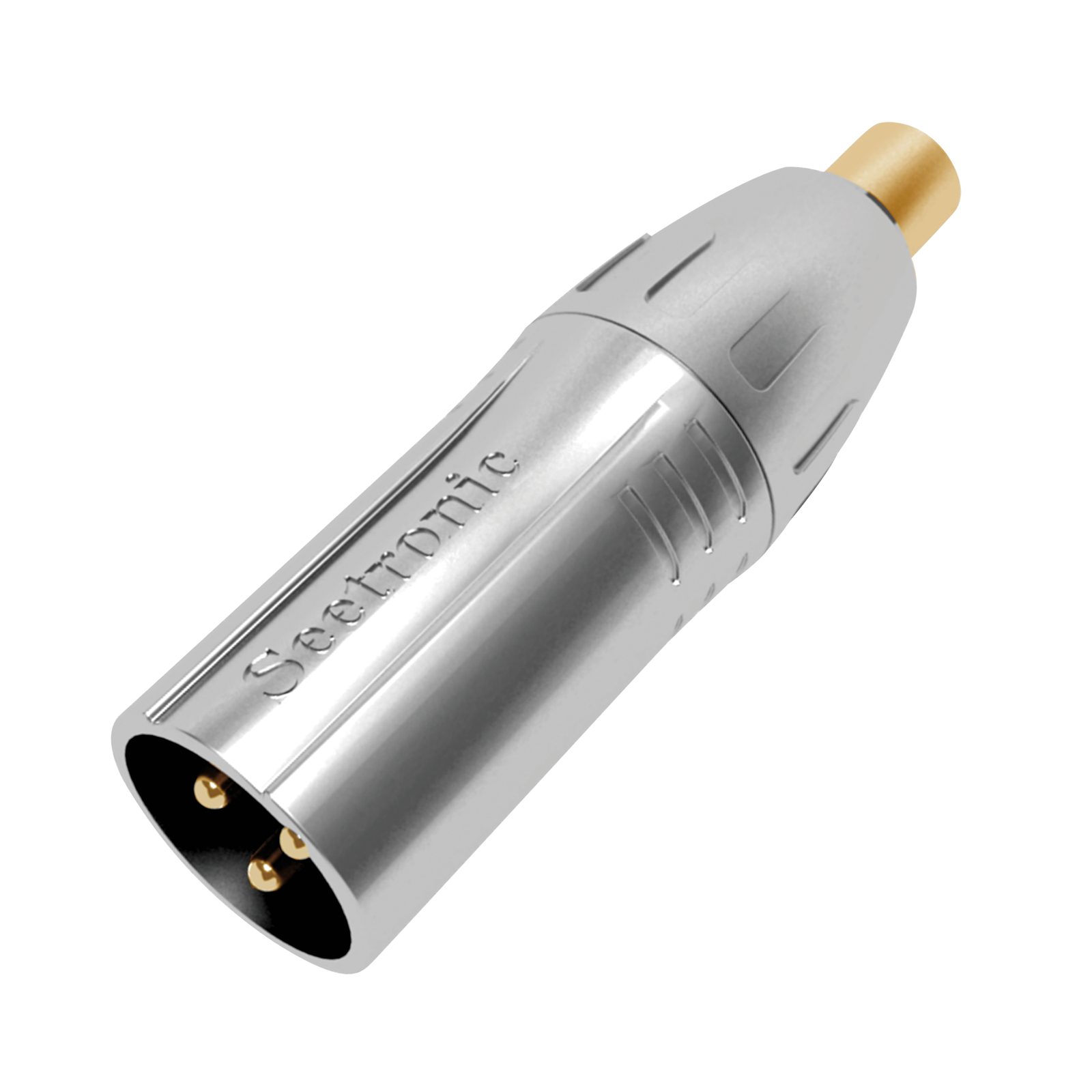 Adattatore XLR 3P maschio - RCA femmina contatti oro alloggiamento argento - Seetronic MA3MRF