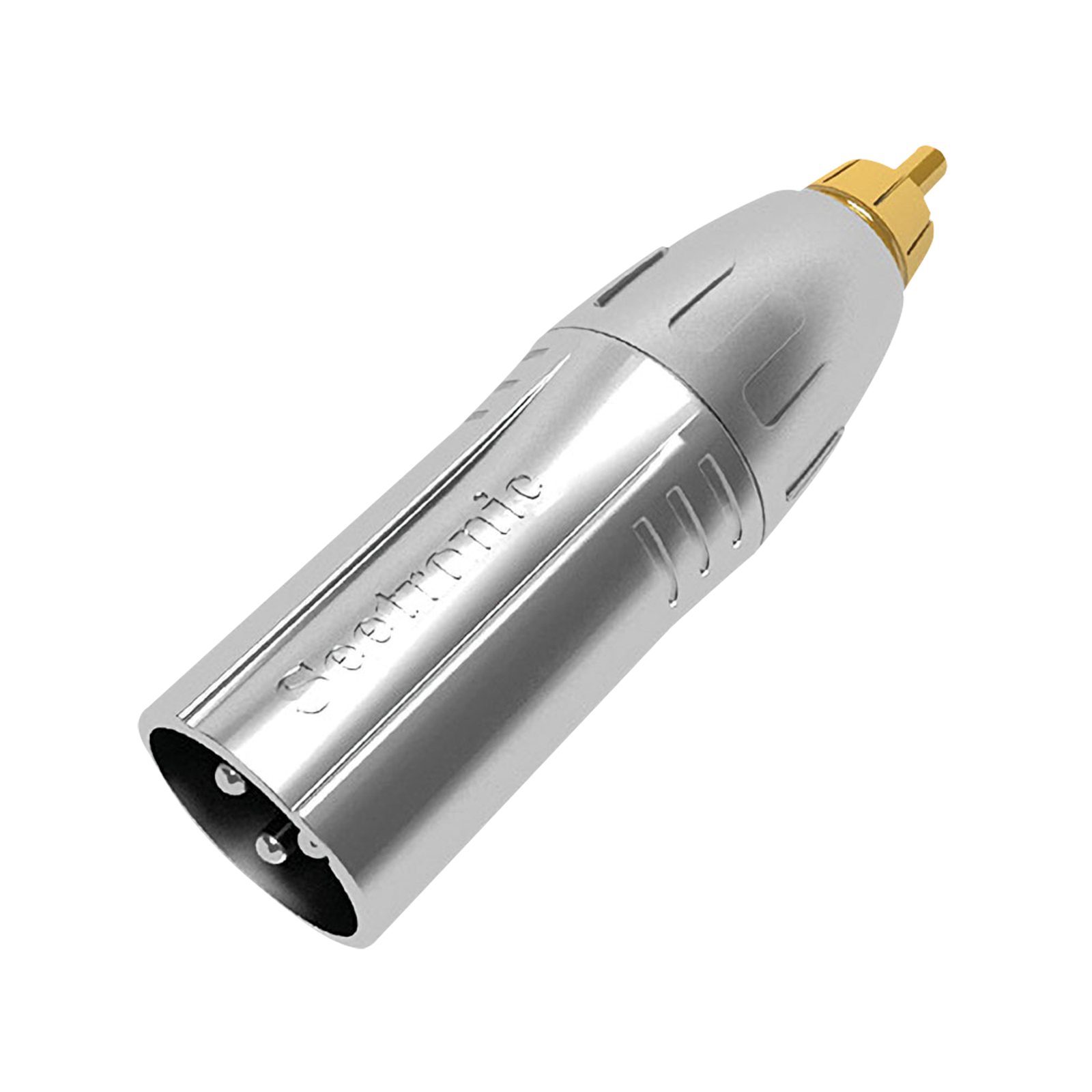 Adattatore XLR 3P maschio - RCA maschio contatti oro alloggiamento argento - Seetronic MA3MRM