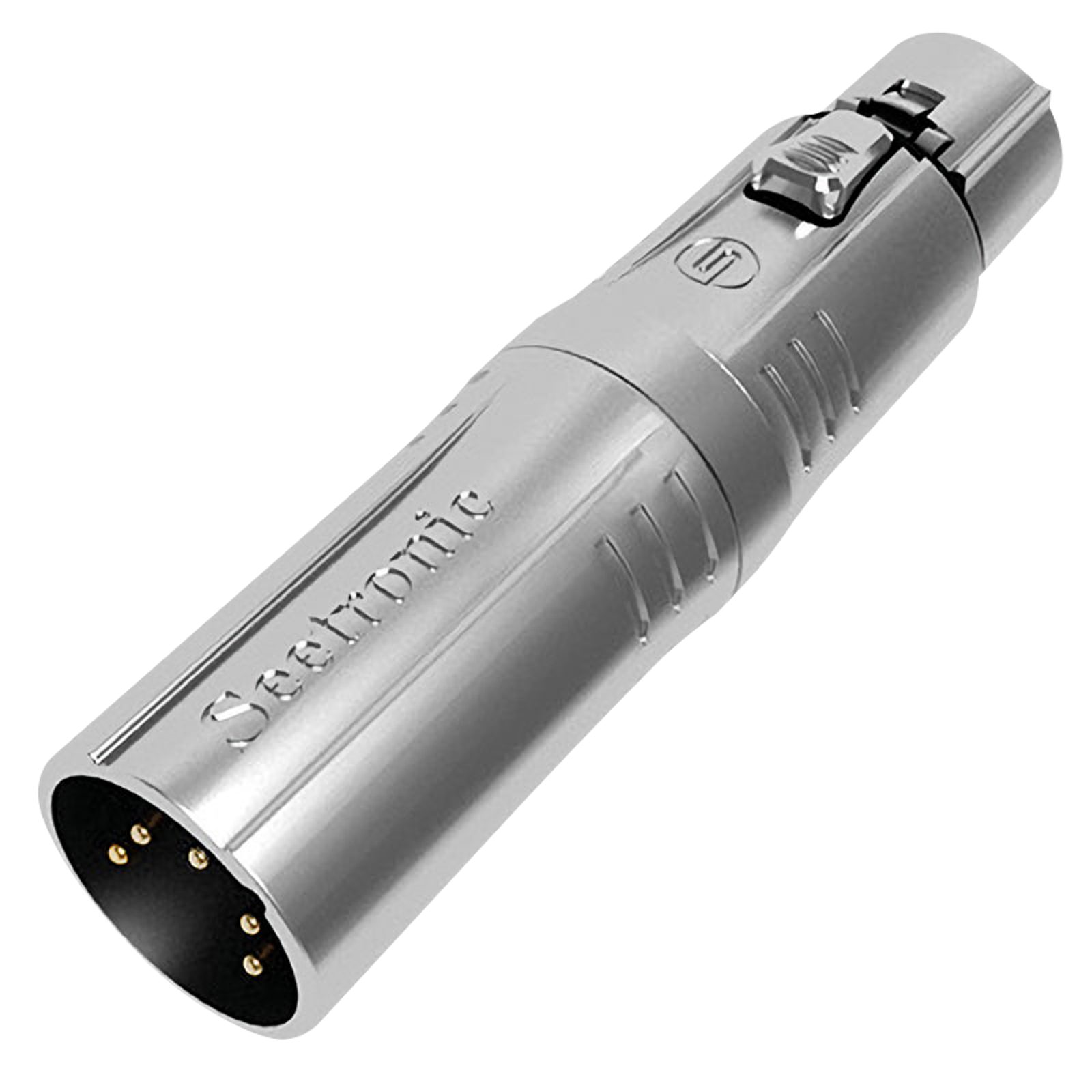 Adattatore XLR 5P maschio - XLR 3P femmina contatti oro alloggiamento argento - Seetronic MA5M3F