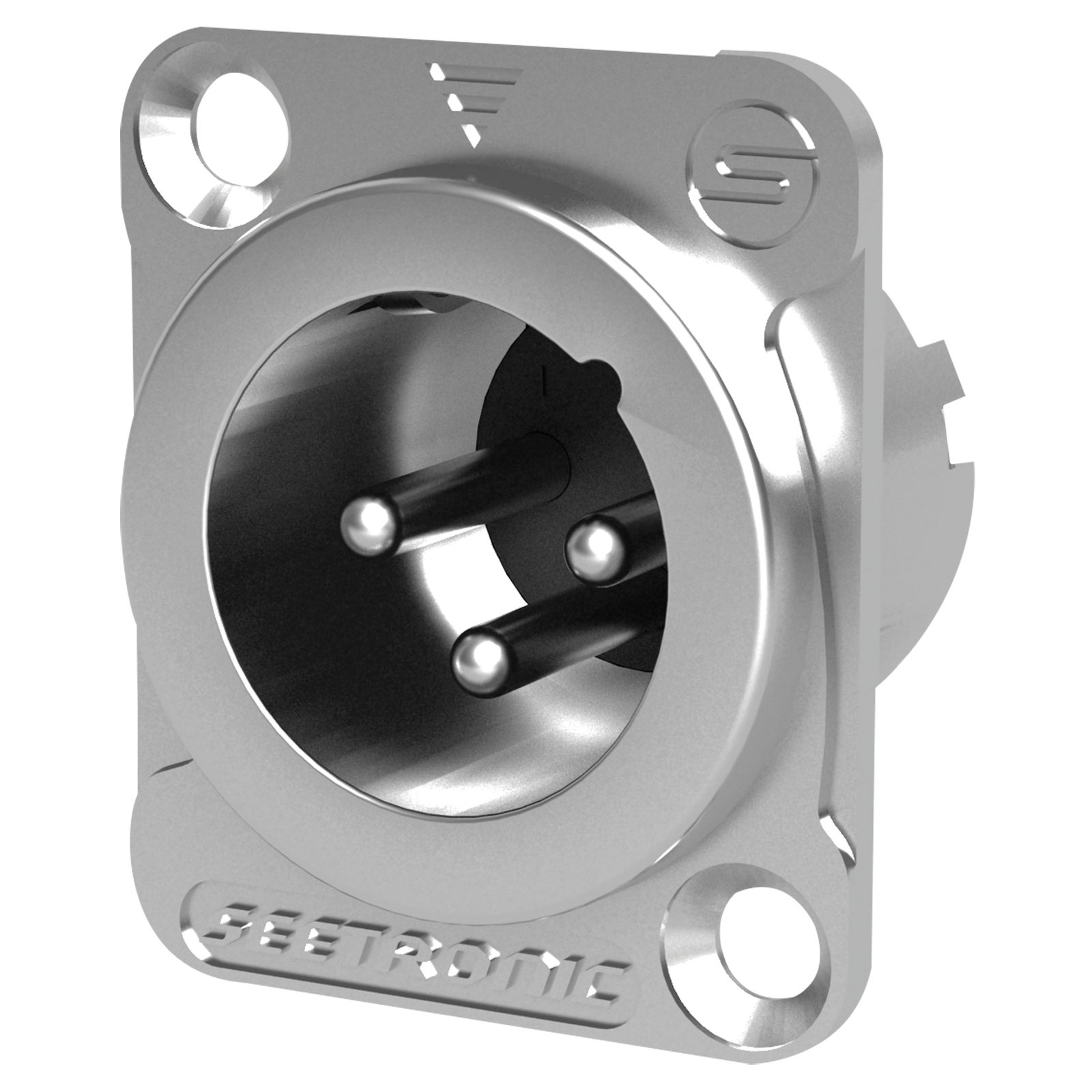 Connettore XLR 3P chassis maschio, contatti argento, alloggiamento metallo argento - Seetronic MJ3F2C