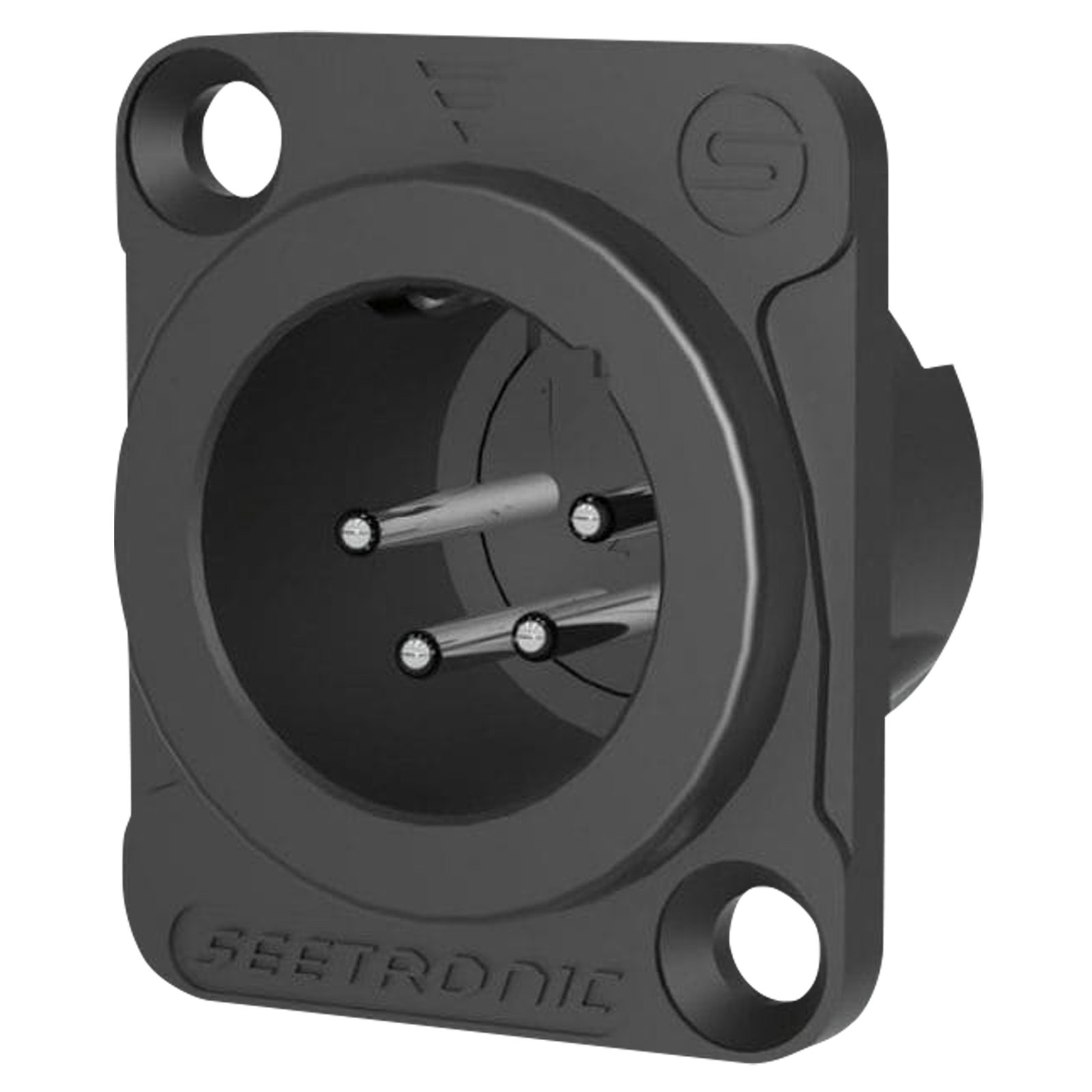 Connettore XLR 4P chassis maschio, contatti argento, nero, per foro D - Seetronic MJ4F2CB