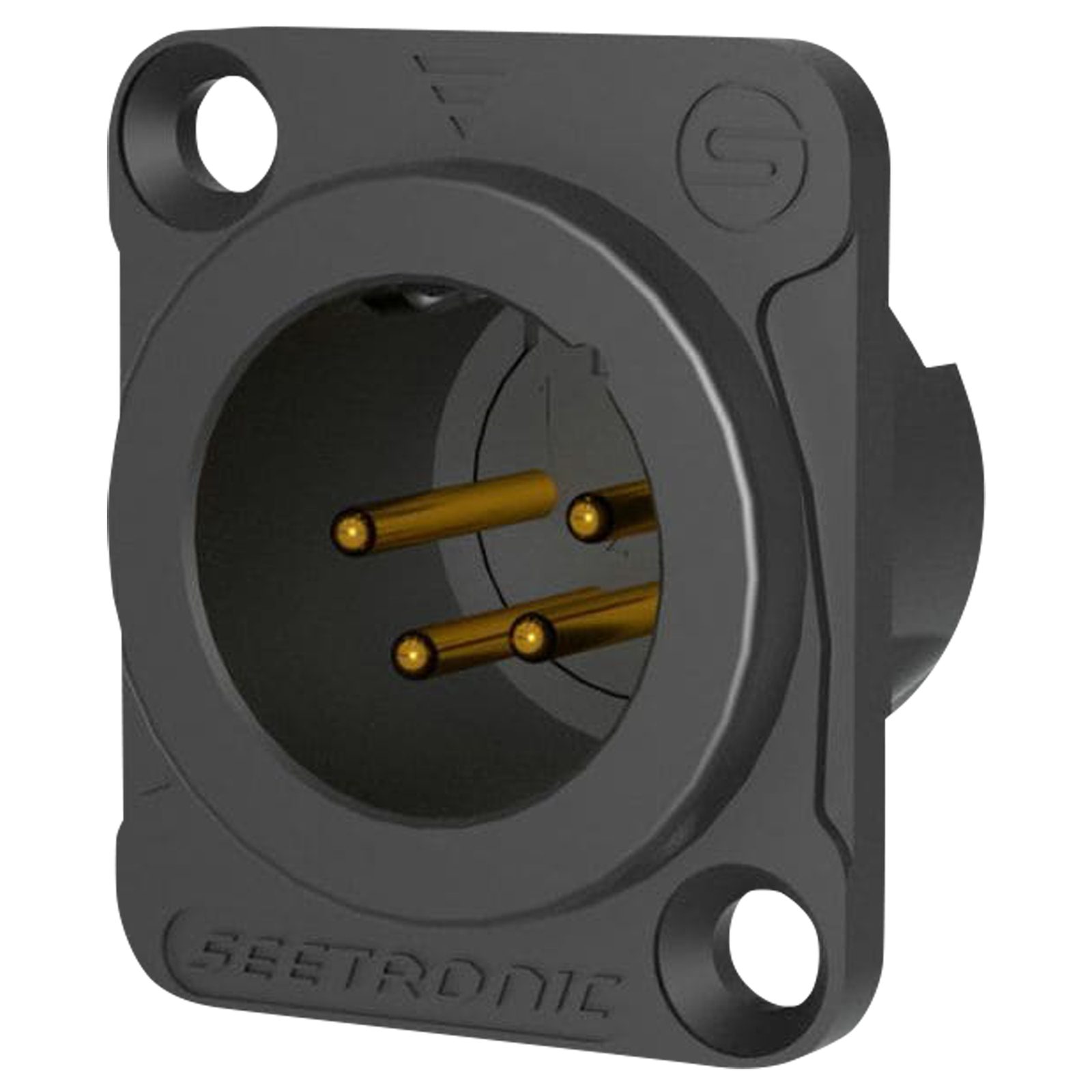 Connettore XLR 4P chassis maschio, contatti oro, nero, per foro D - Seetronic MJ4F2CBG