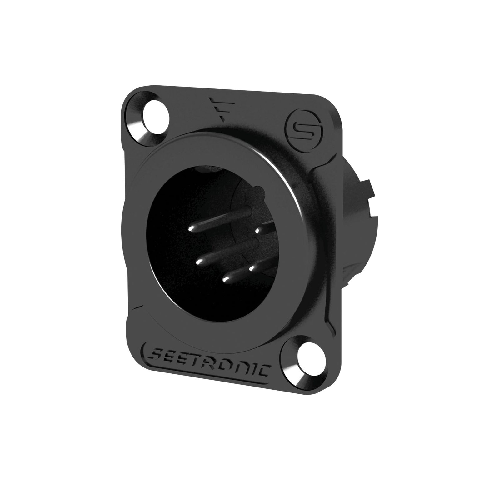 Connettore XLR 5P Maschio per Pannello, Nero, IP40 - SEETRONIC MJ5F2CB