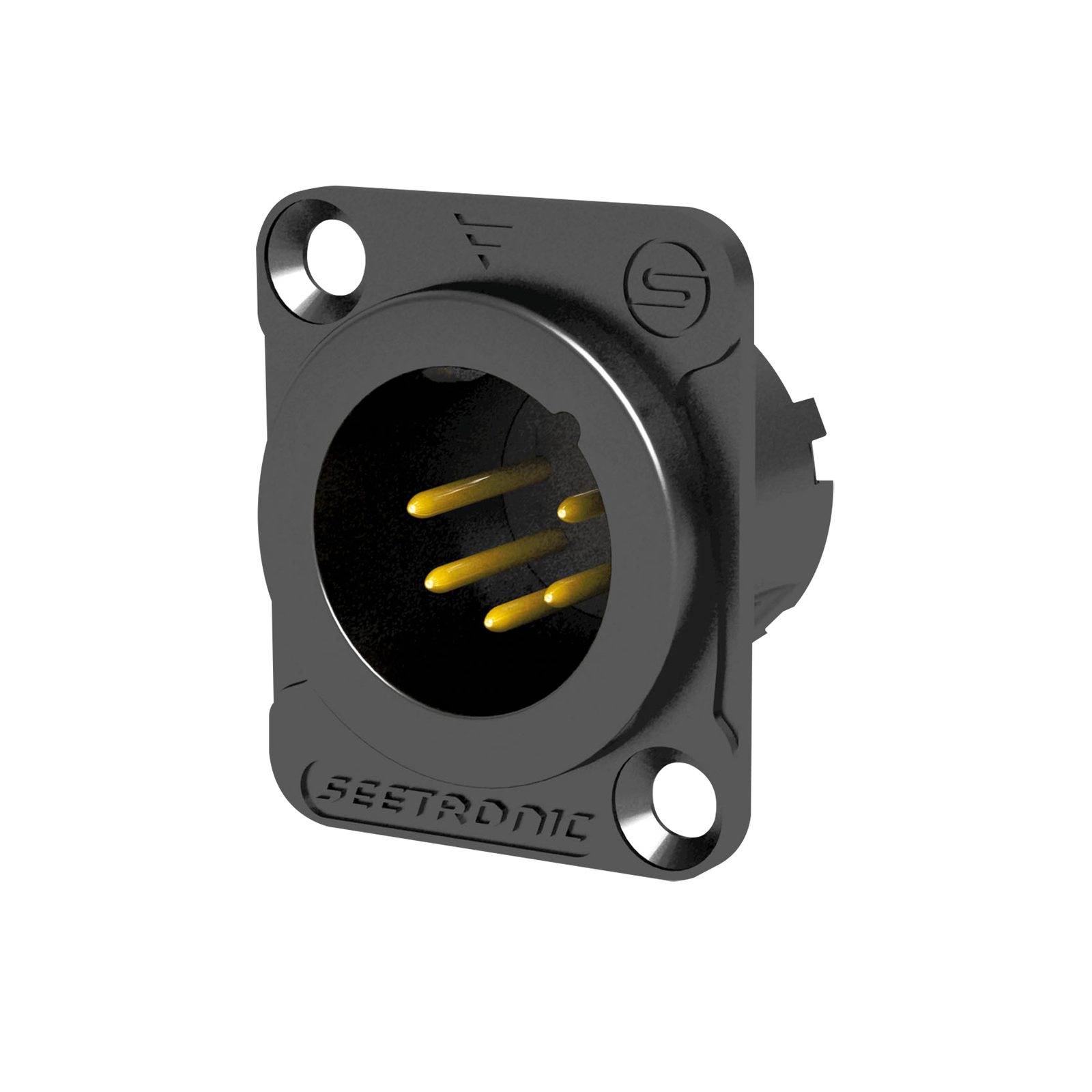 Connettore XLR 5P Maschio per Pannello, Nero, Contatti Oro - SEETRONIC MJ5F2CBG