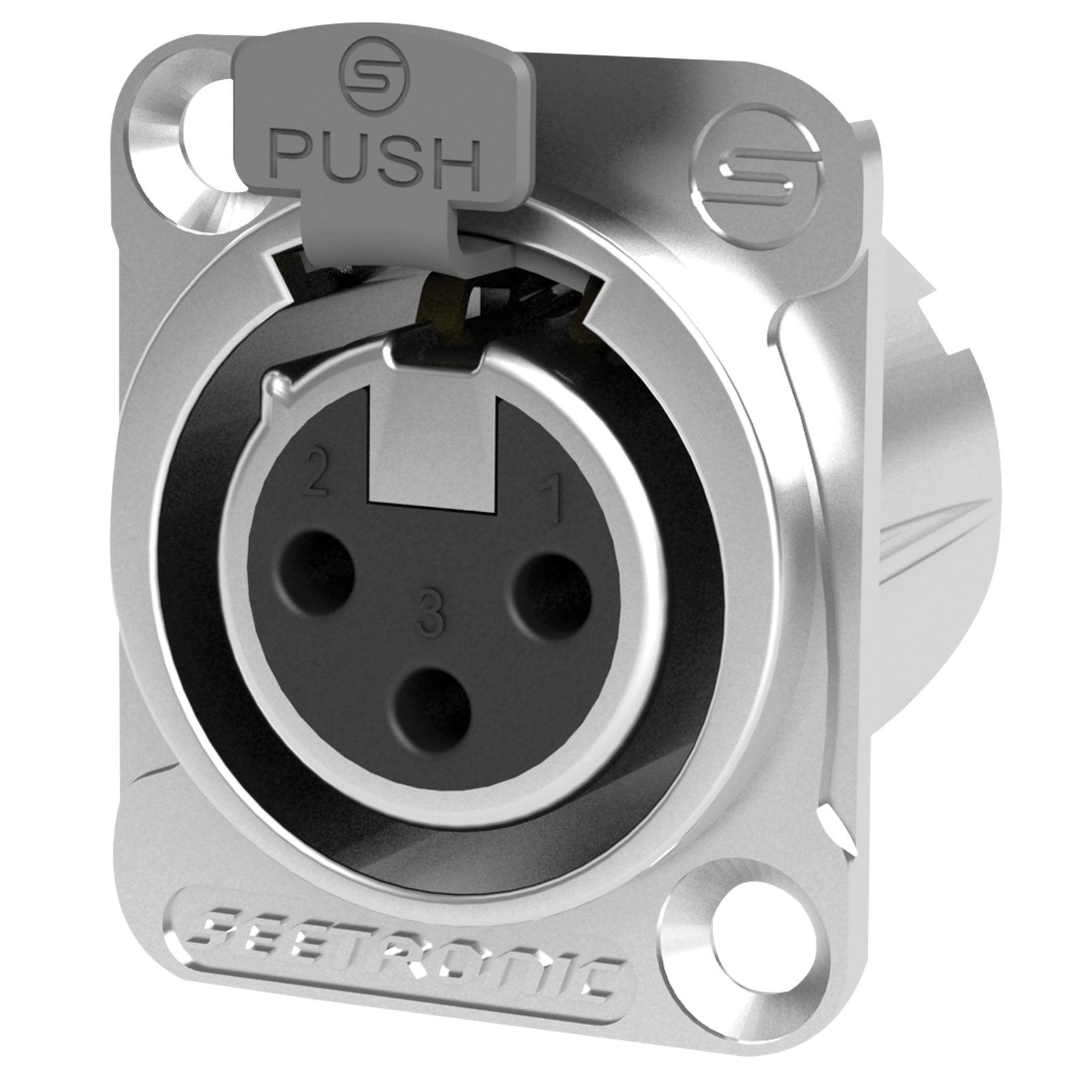 Connettore XLR 3P Femmina per Pannello, Argento - SEETRONIC MK3F2C