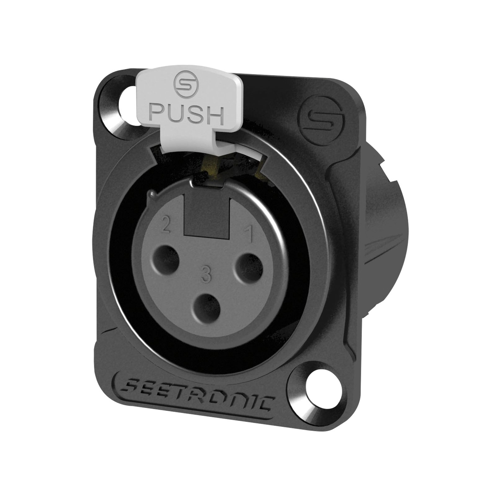Connettore XLR 3P Femmina per Pannello, Nero, IP40 - SEETRONIC MK3F2CB