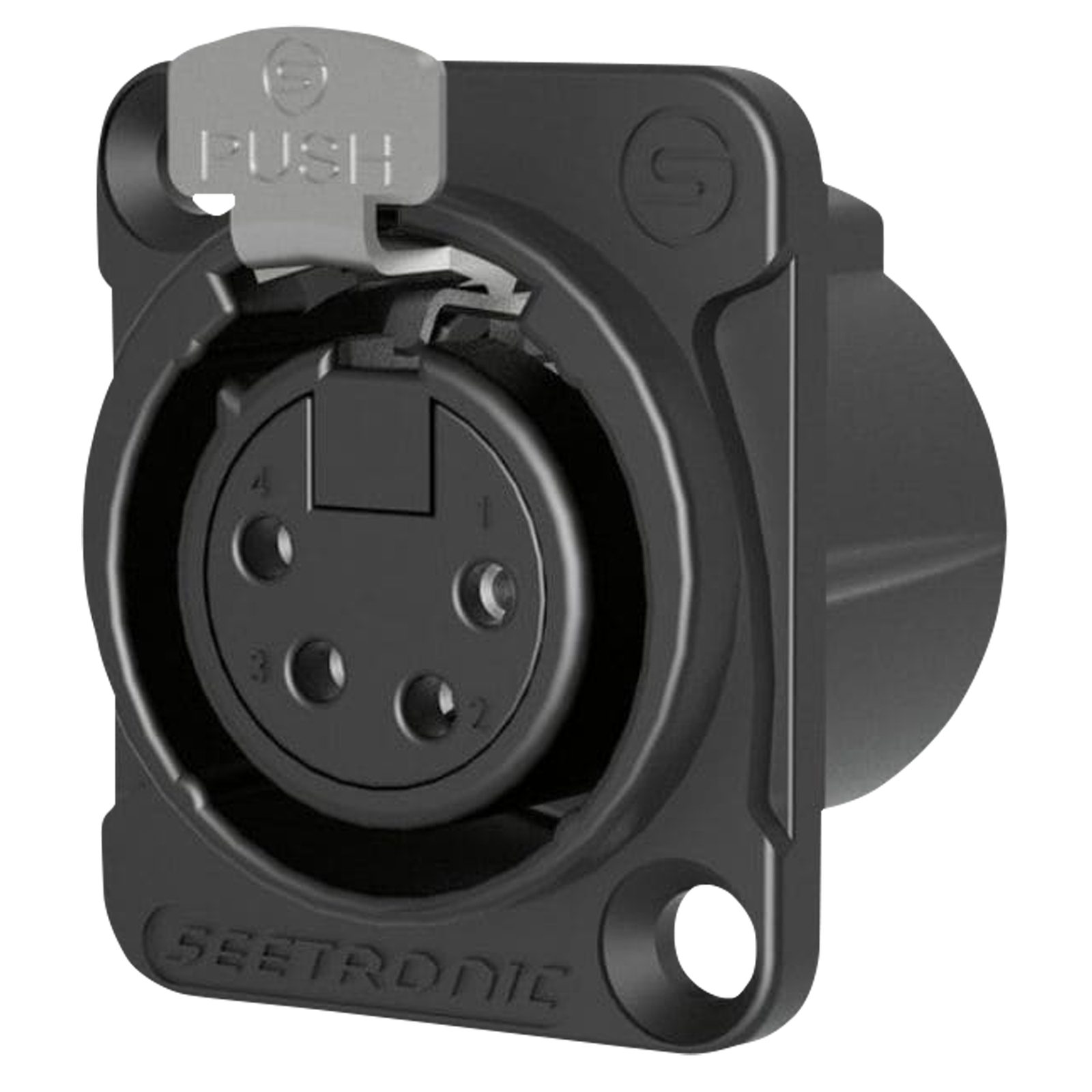 Connettore XLR 4P Femmina per Pannello, Nero - SEETRONIC MK4F2CB