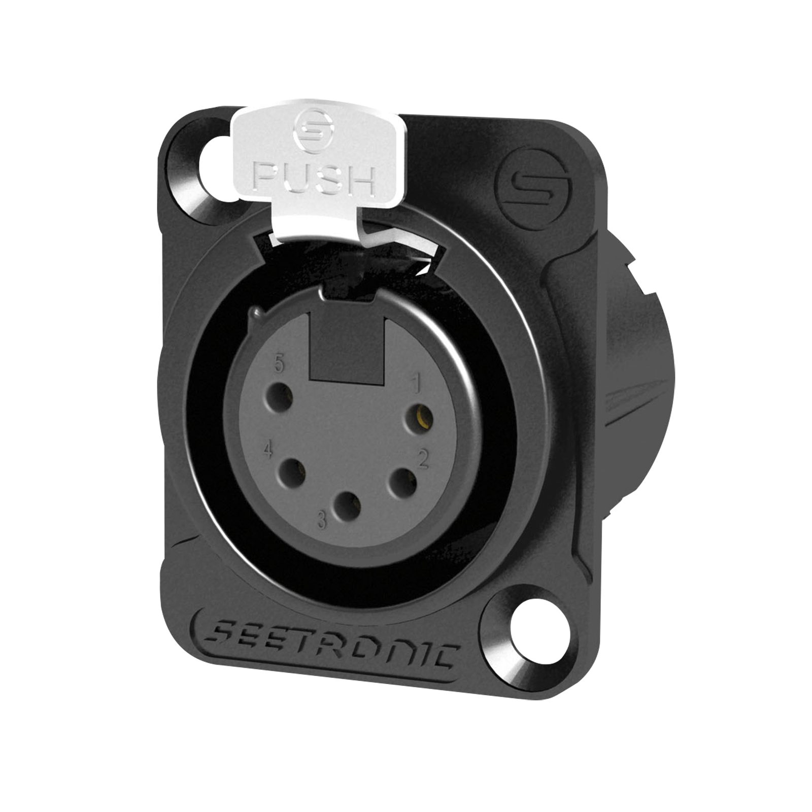 Connettore XLR 5P chassis femmina con apertura a scatto - SEETRONIC MK5F2CBG