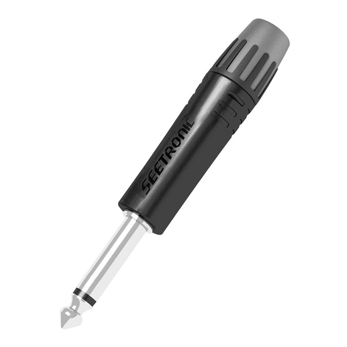 Spina jack mono 6,35 mm con cappuccio nero - SEETRONIC MP2XB
