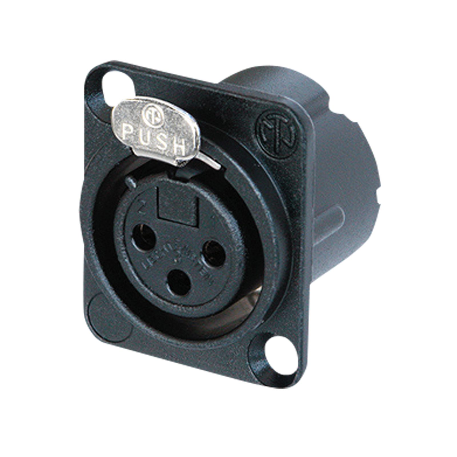 Presa XLR femmina 3 pin chassis, nera - Neutrik NC3FDLXBAG