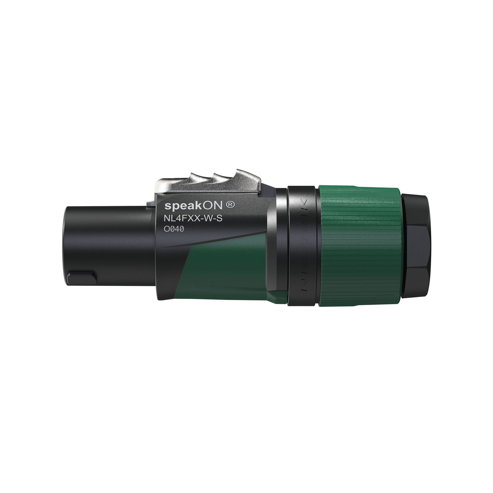 Connettore cavo speakON 4P twist lock - S nero/verde per cavi piccoli - Neutrik NL4FXXWS