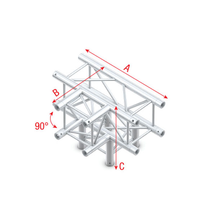 Truss Pro-30 Quadrato P - T-Cross + Down 4 Vie 710 mm - MILOS PQ30020