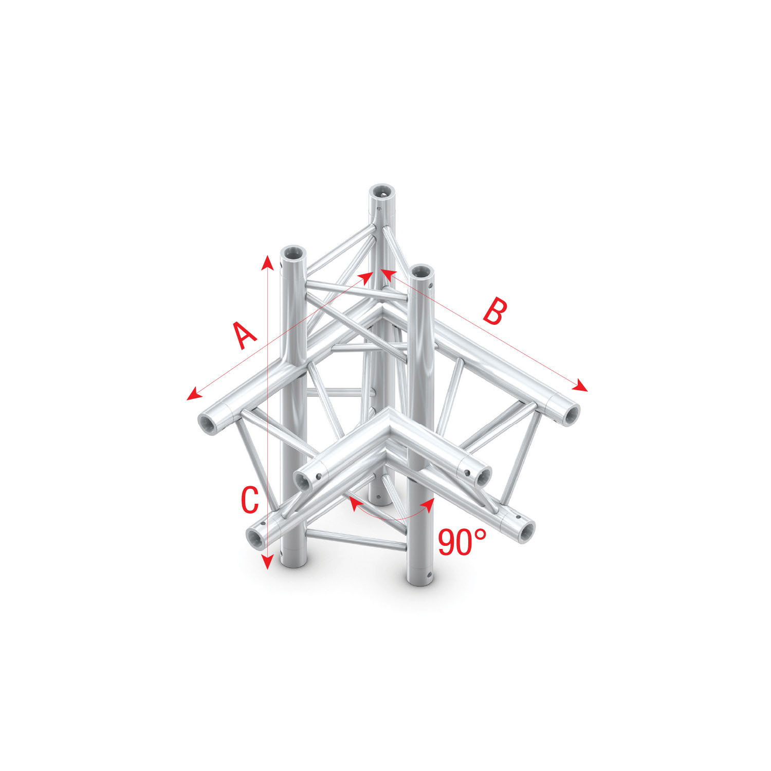 Truss triangolare Pro-30 P - Angolare su/giù sinistro 50 cm - Milos PT30045
