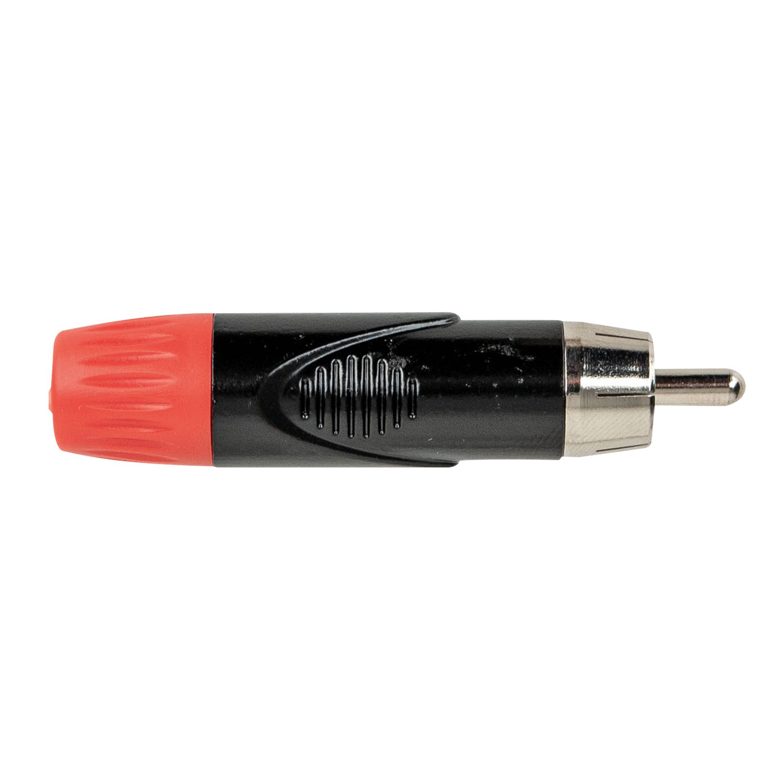 Connettore RCA maschio - Nero cappuccio rosso placcato oro - DAP RMK302R