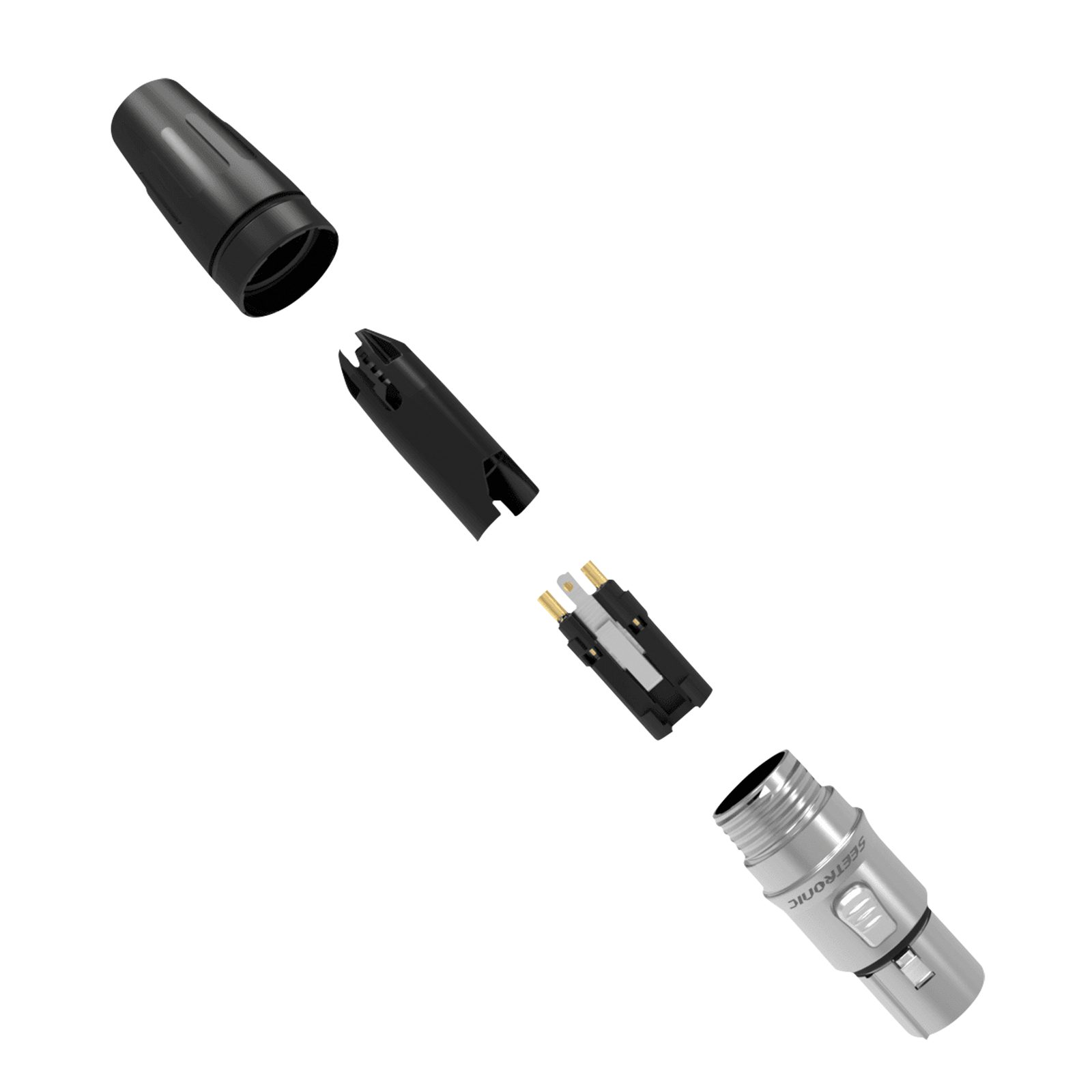 Connettore XLR 3 poli femmina acciaio inox cromato contatti oro - Seetronic SCHF3