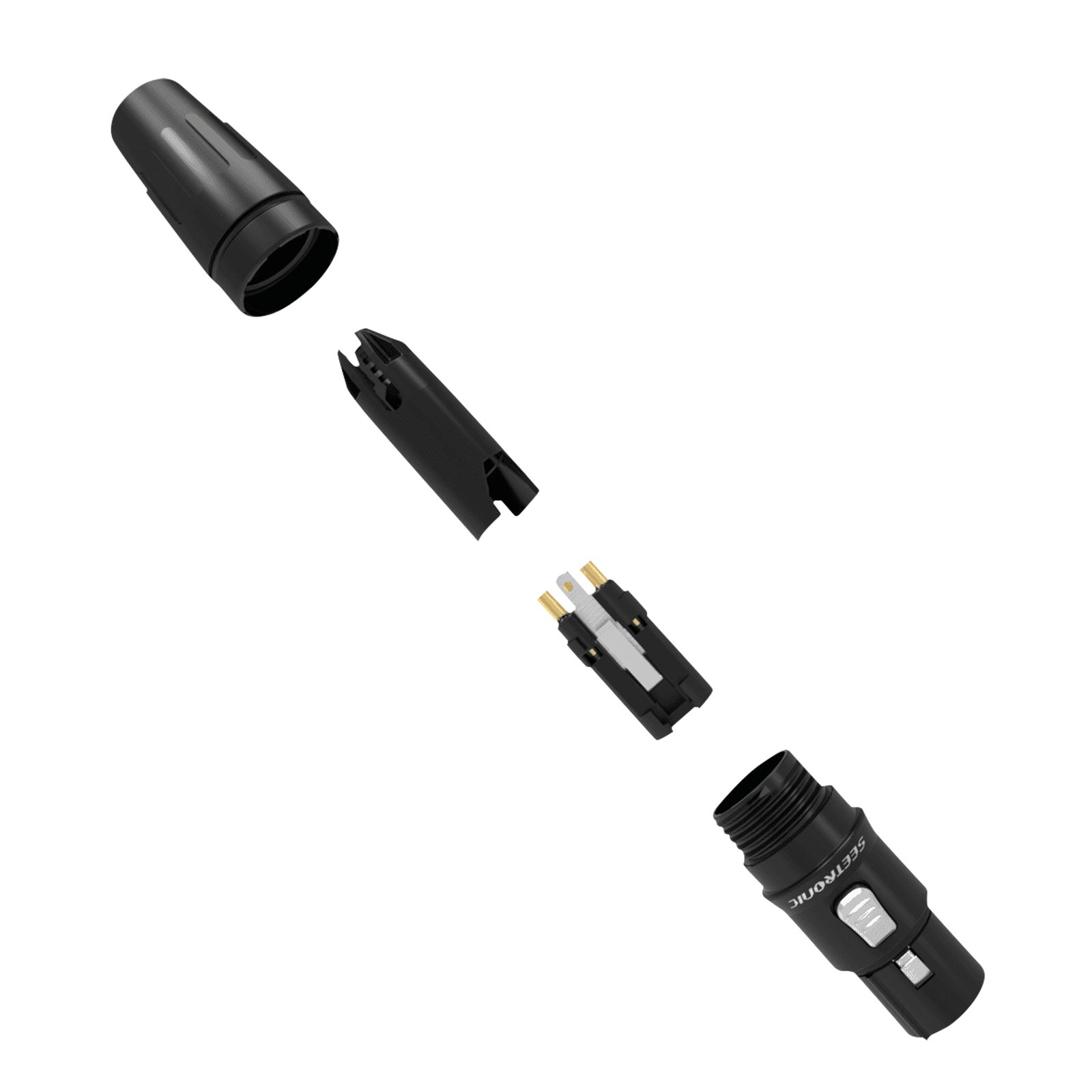 Connettore XLR 3 poli femmina acciaio inox nero contatti oro - Seetronic SCHF3B