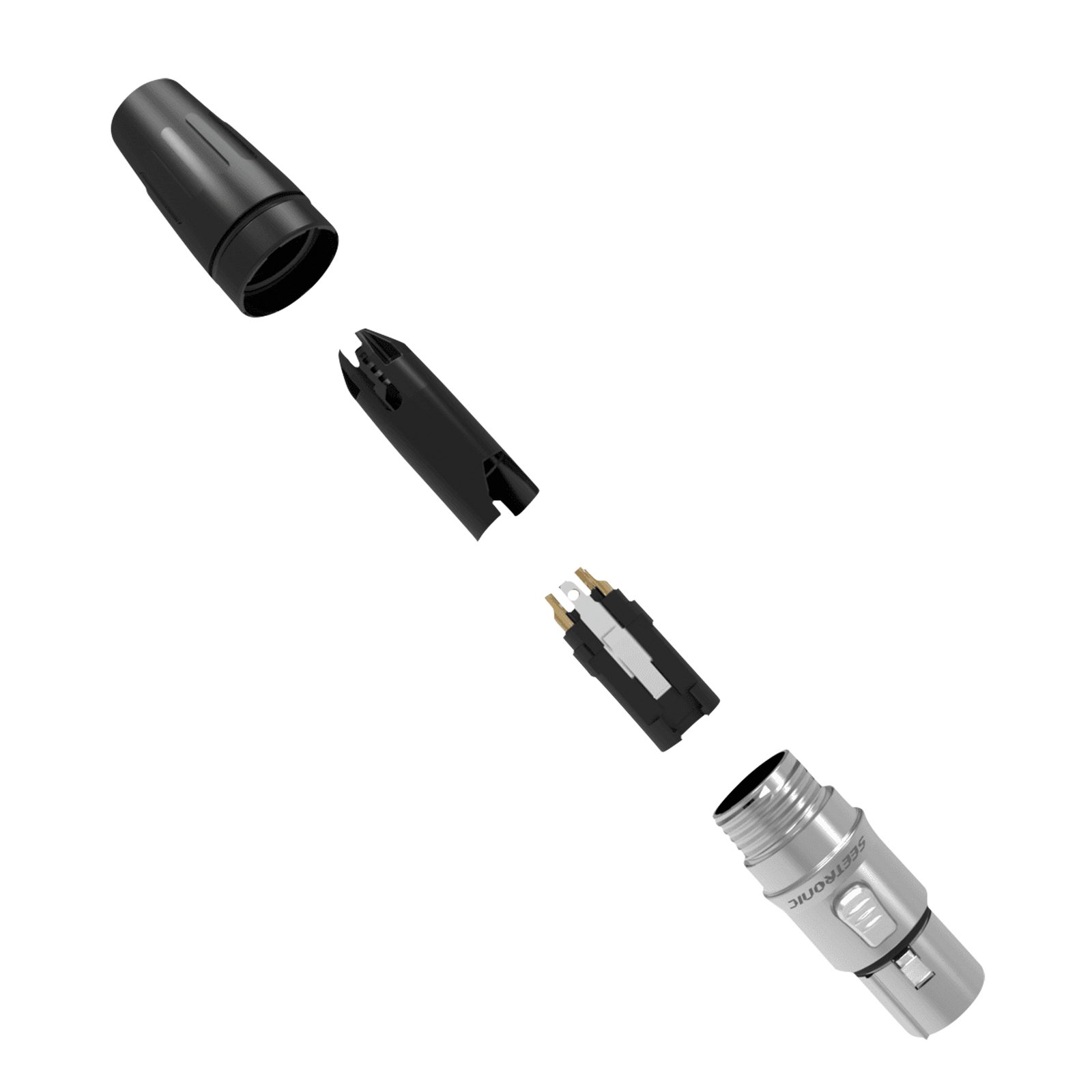 Connettore XLR 5 poli femmina acciaio inox cromato contatti oro - Seetronic SCHF5