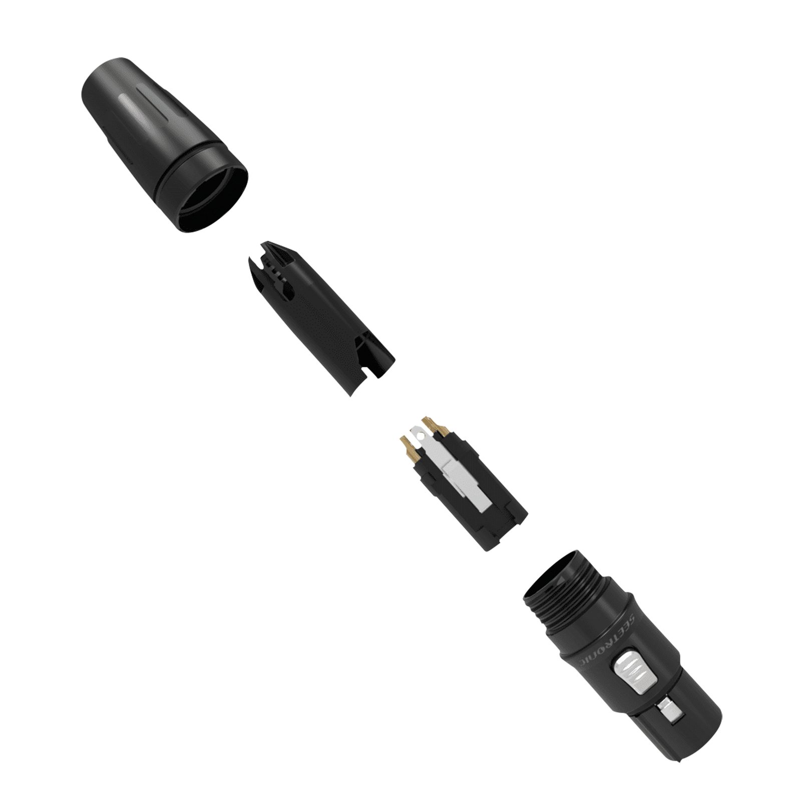Connettore XLR 5 poli femmina acciaio inox nero contatti oro - Seetronic SCHF5B