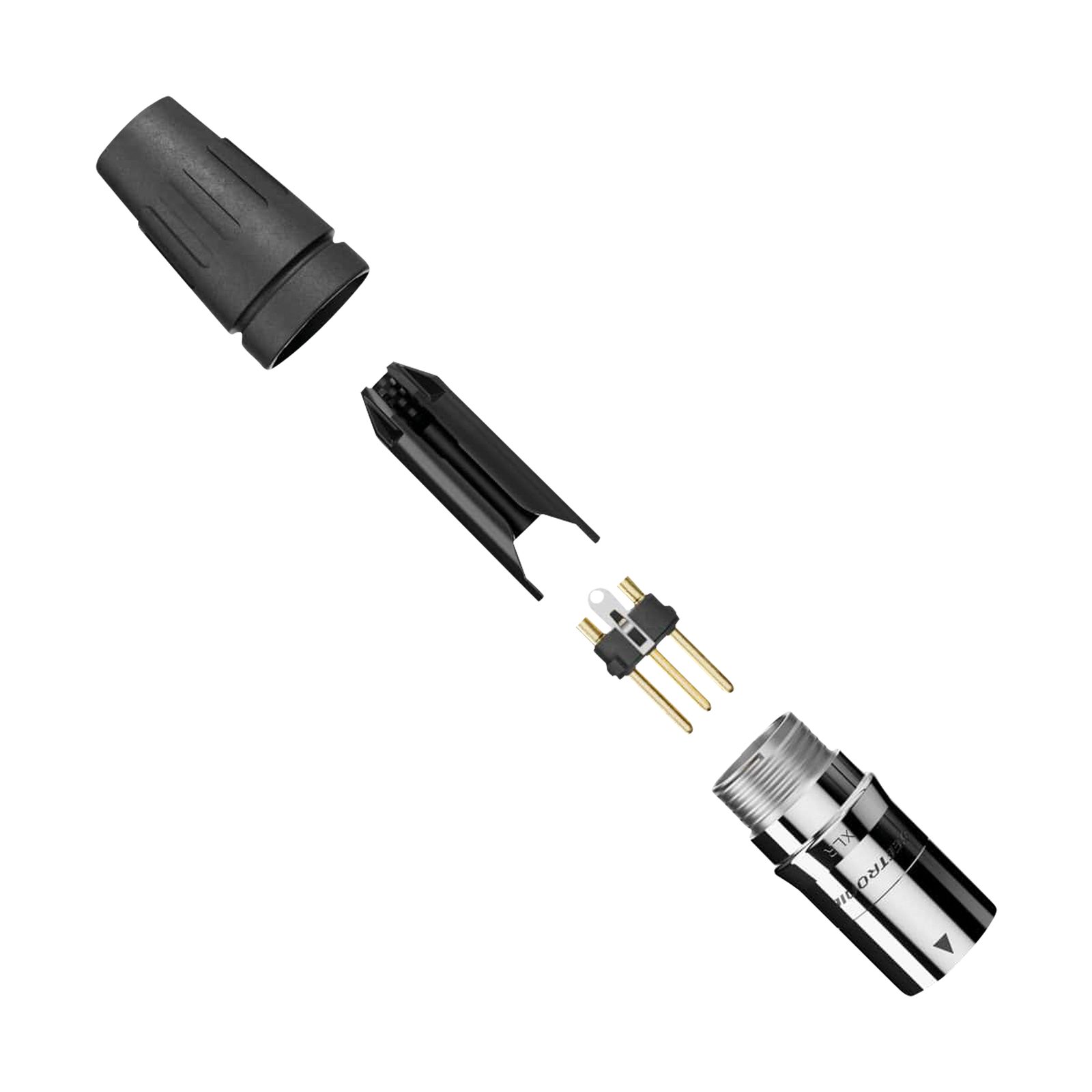 Connettore XLR 3 poli maschio acciaio inox cromato contatti oro - Seetronic SCHM3