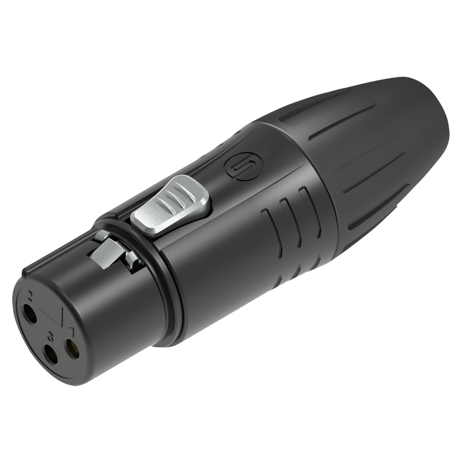 Connettore XLR 3P femmina alloggiamento nero con cappuccio protettivo - Seetronic SCMF3BGBK
