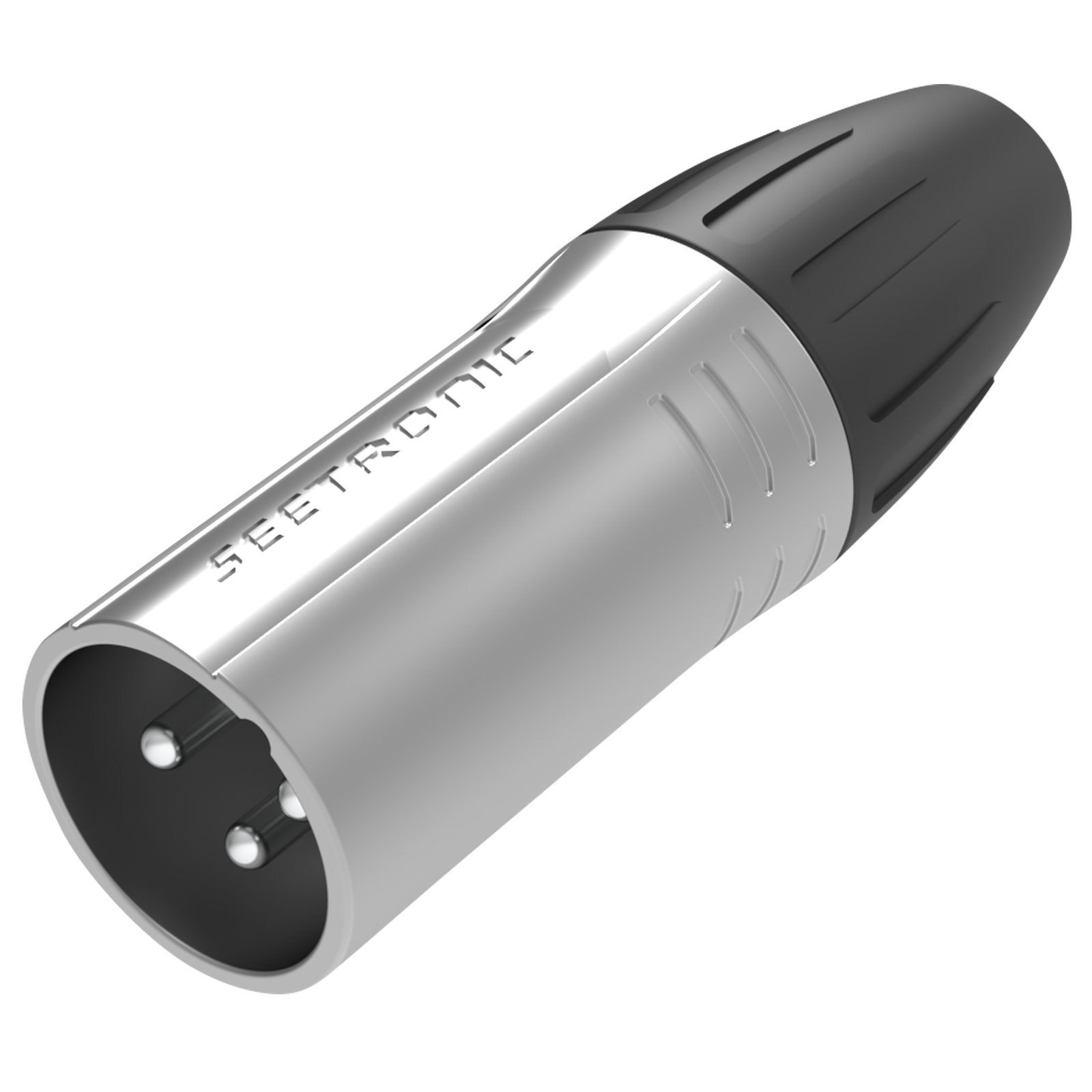 XLR 3P Connector male metallo cromato contatti argento - Seetronic SCMM3BK